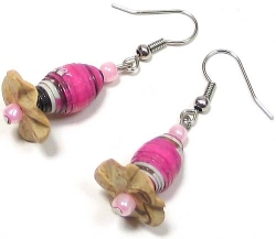 Recycled pink earrings
