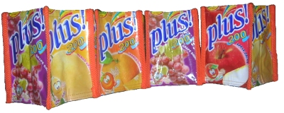 Recycled juice pouch pencil holder showing all 4 sides