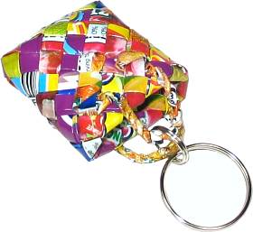 Recycled woven juice wrappers keyring